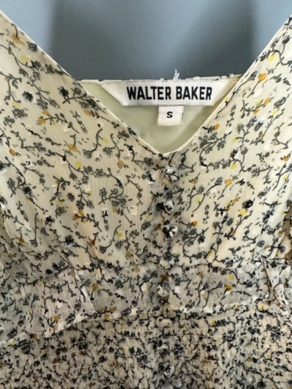 Walter Baker Floral Smocked Midi Dress Size Small